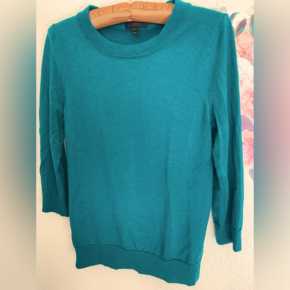 J. Crew Sweater Top, Size S, Merino Wool, 3/4 Sleeves, Gently Worn Condition